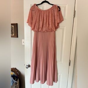 Elegant Pink Pleated Dress